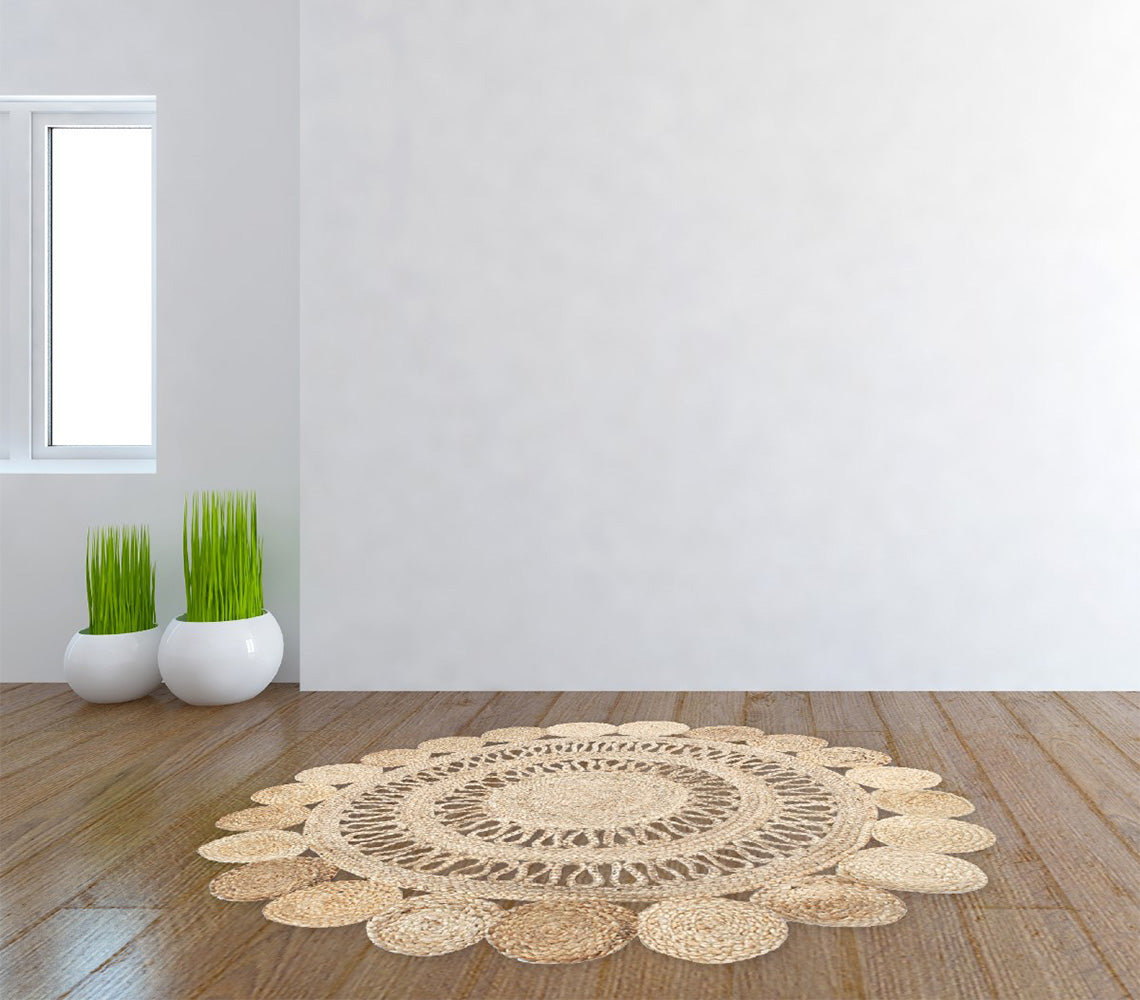 Asha Boho Rond Jute Tapijt, 120 cm. - DECOR PETIT