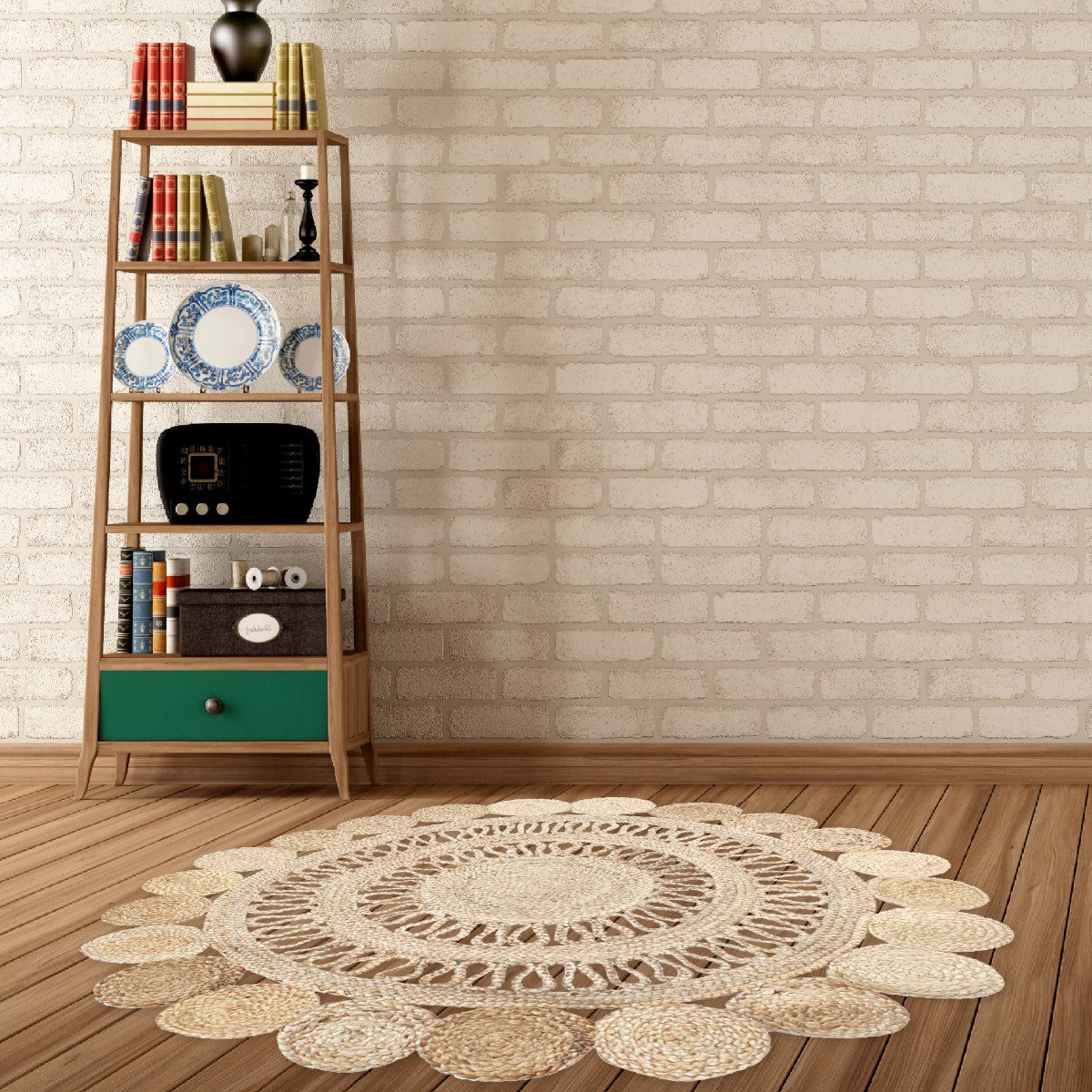 Tapis rond en jute Asha Boho, 120 cm. - DECOR PETIT