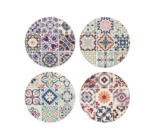 Jasion Round Vintage Ceramic Coaster Set - DECOR PETIT