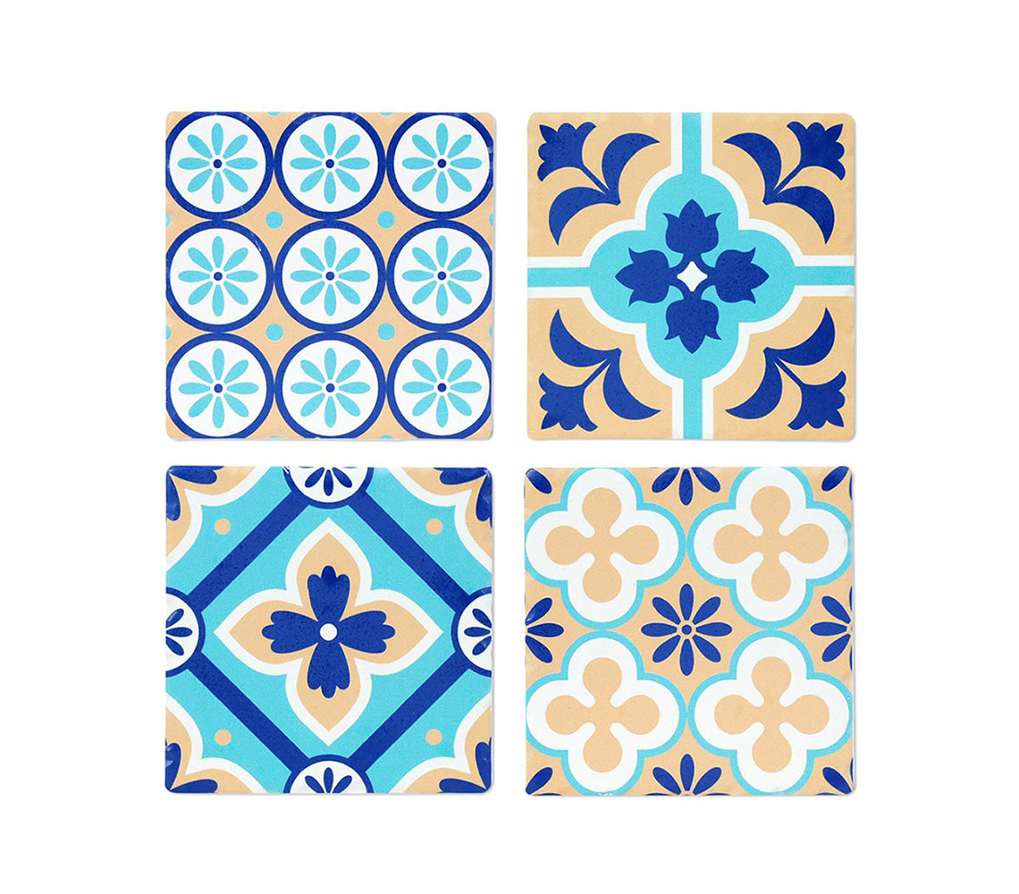 Jamesia Blue Toned Vintage Coaster Set - DECOR PETIT