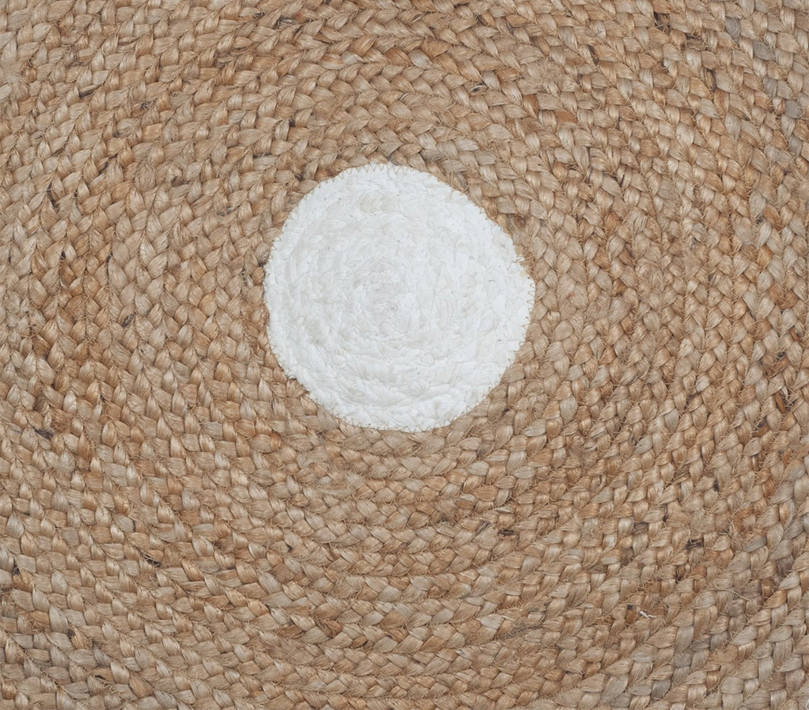 Arlo Jute Braided White Tasseled Rug, 90 cm. - DECOR PETIT