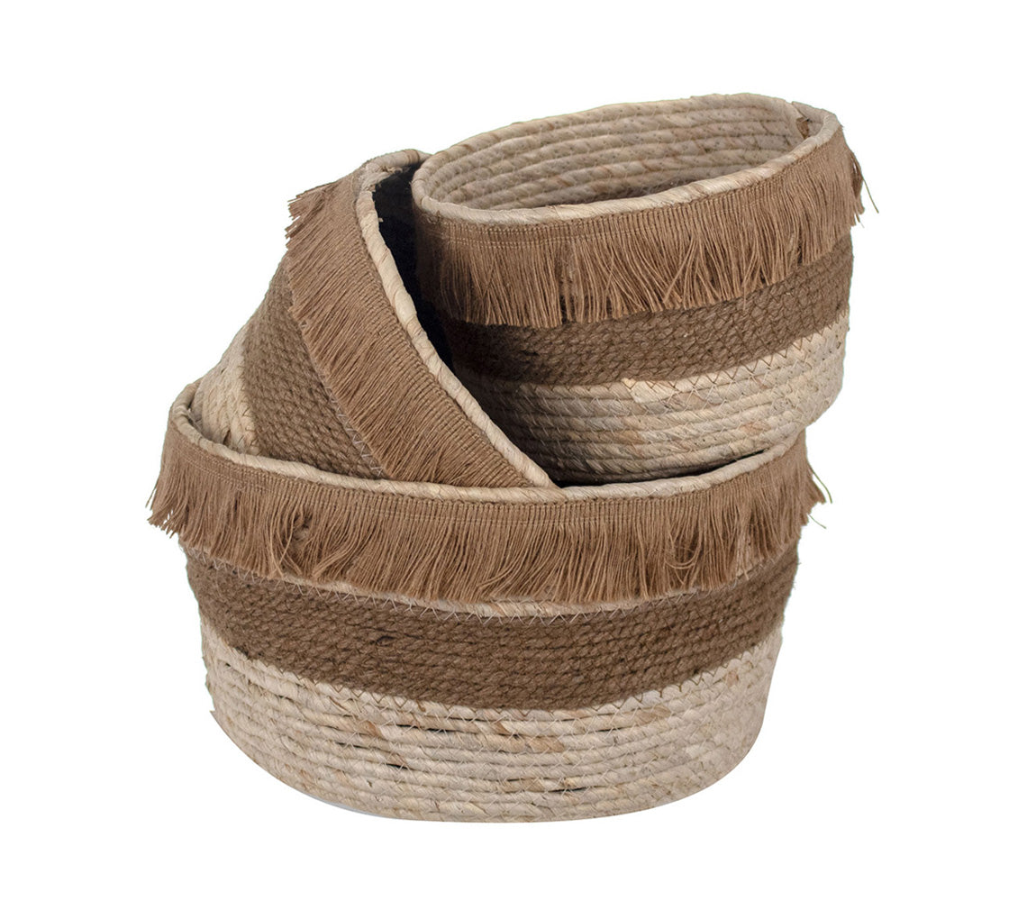 Shylah Natural Tasseled Basket Set - DECOR PETIT