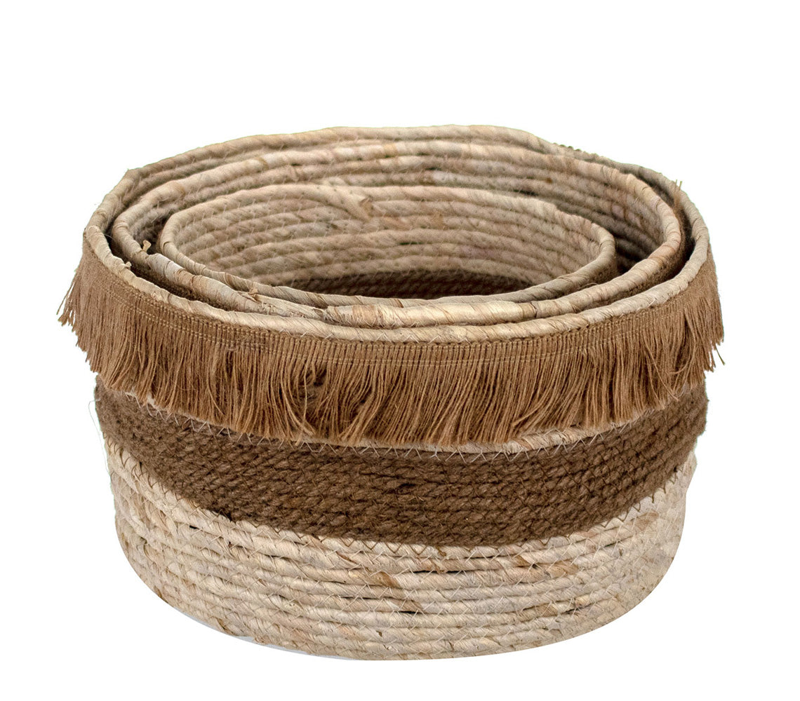 Shylah Natural Tasseled Basket Set - DECOR PETIT