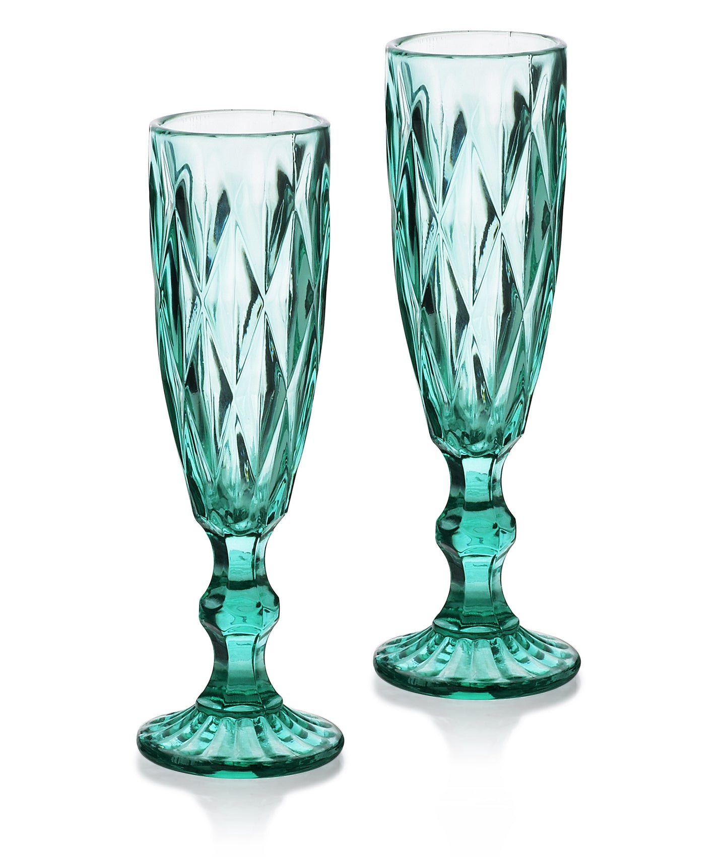 Elise set van 6 Champagneglazen, Turkoois - DECOR PETIT