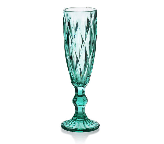 Elise Set of 6 Champagne Glasses, Turquoise - DECOR PETIT