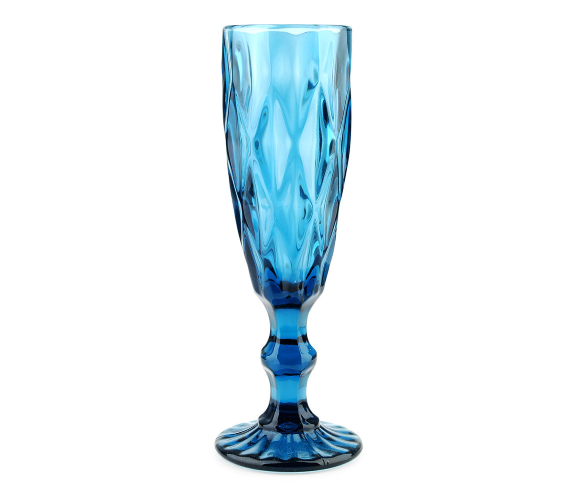 Lot de 6 flûtes à champagne Elise, bleu - DECOR PETIT