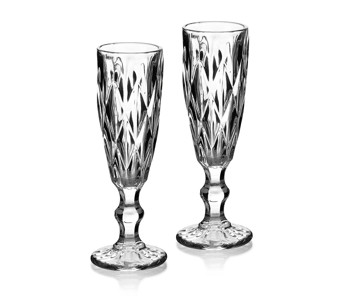 Elise Set of 6 Champagne Glasses, Clear - DECOR PETIT