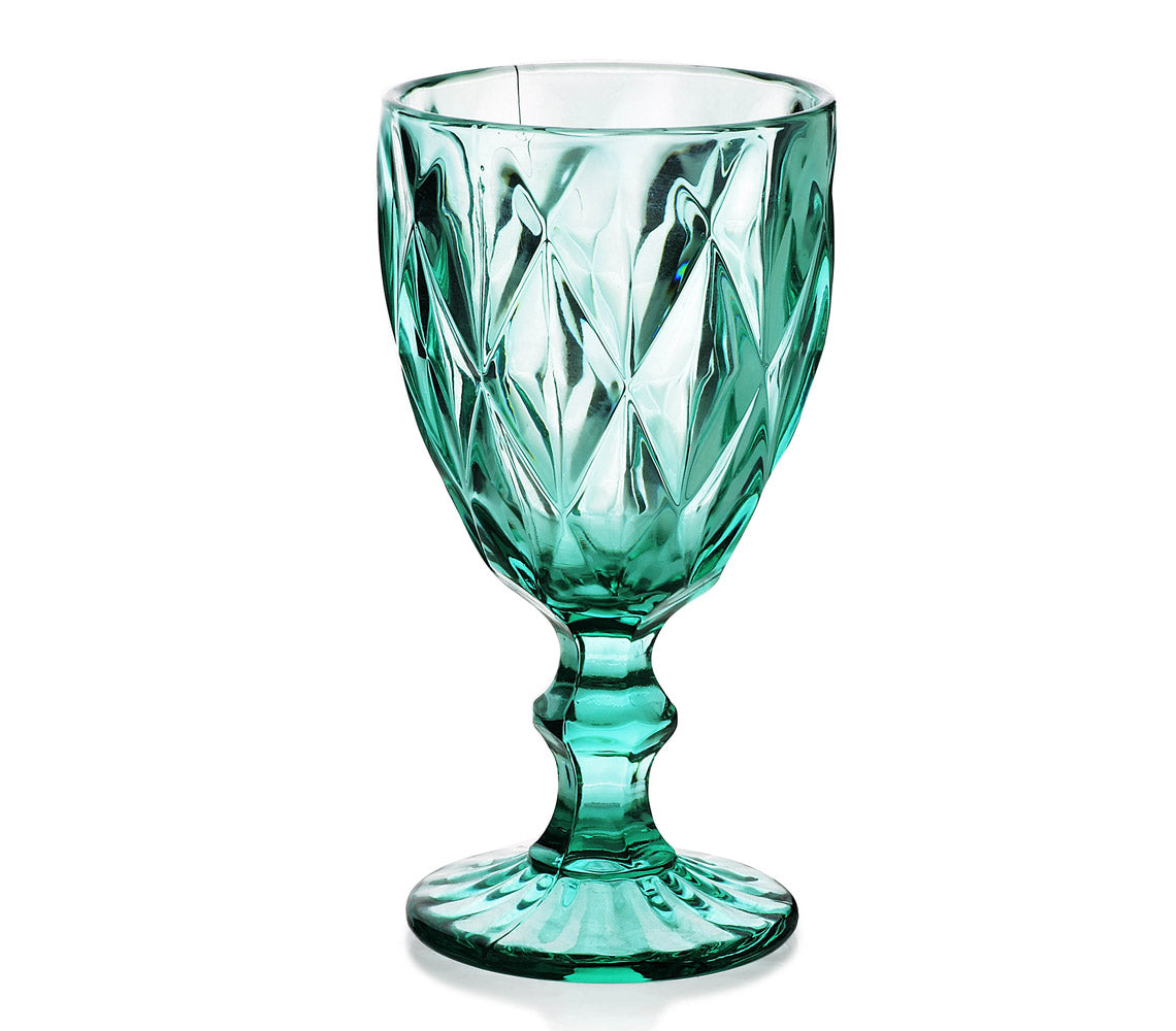 Elise Set of 6 Wine Glass, Turquoise - DECOR PETIT