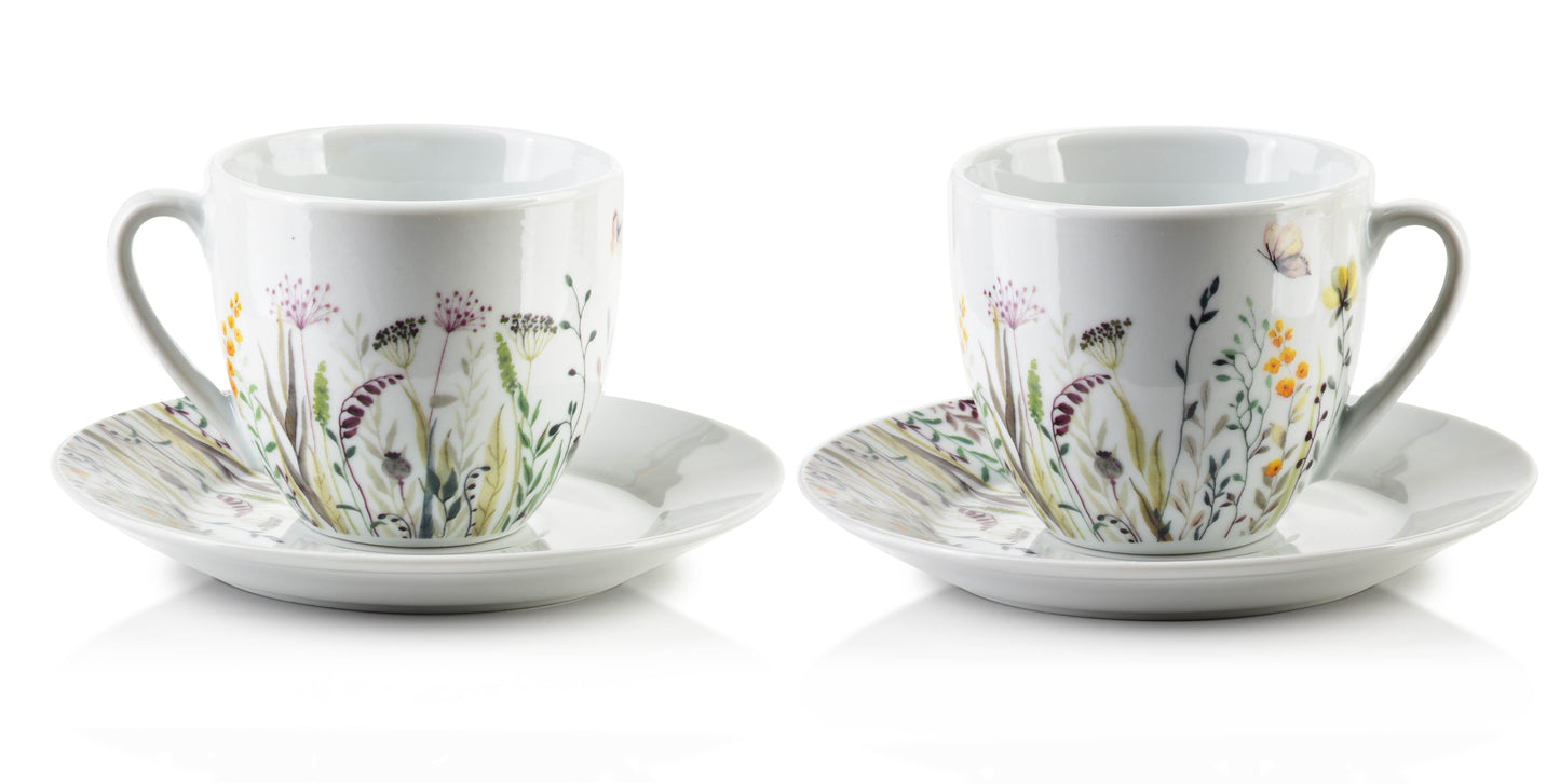 Set de 6 tasses avec soucoupe Joy, Jardin fleuri - DECOR PETIT