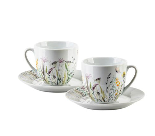 Joy Set van 6 Kopjes met Schotel, Blooming Garden - DECOR PETIT