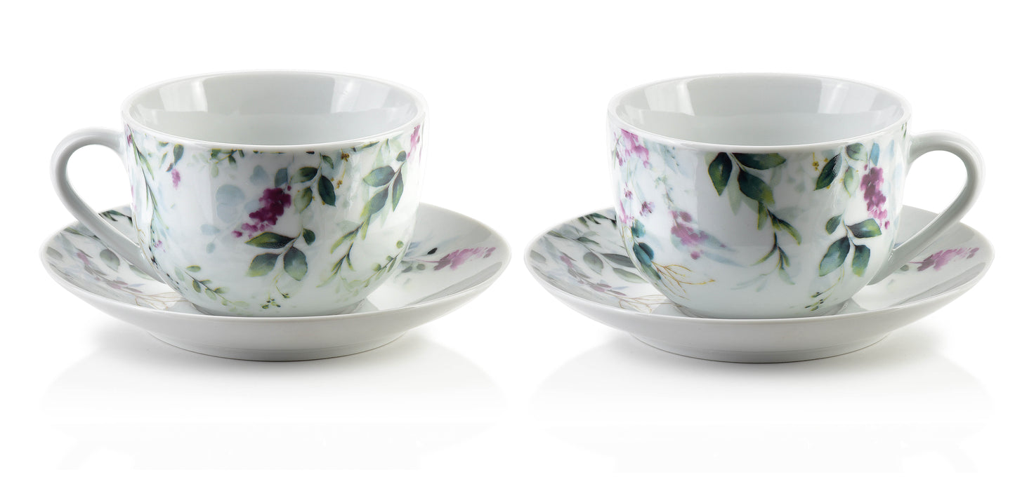 Joy Set of 2 Cups&Saucers, Floral Medley - DECOR PETIT