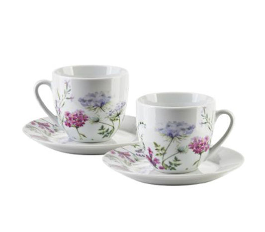 Joy Set 6 Tazze con Piattini, Floral Garden - DECOR PETIT