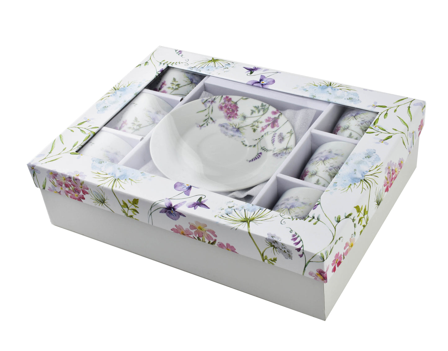 Joy Set 6 Tazze con Piattini, Floral Garden - DECOR PETIT