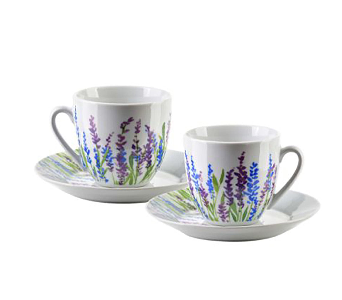 Joy Set 6 Tazze con Piattino, Campo Lavanda - DECOR PETIT