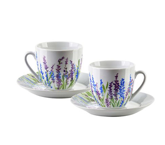 Juego de 6 Tazas con Platillo Joy, Campo de Lavanda - DECOR PETIT