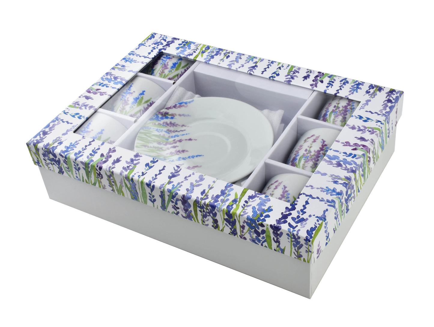 Joy Set 6 Tazze con Piattino, Campo Lavanda - DECOR PETIT