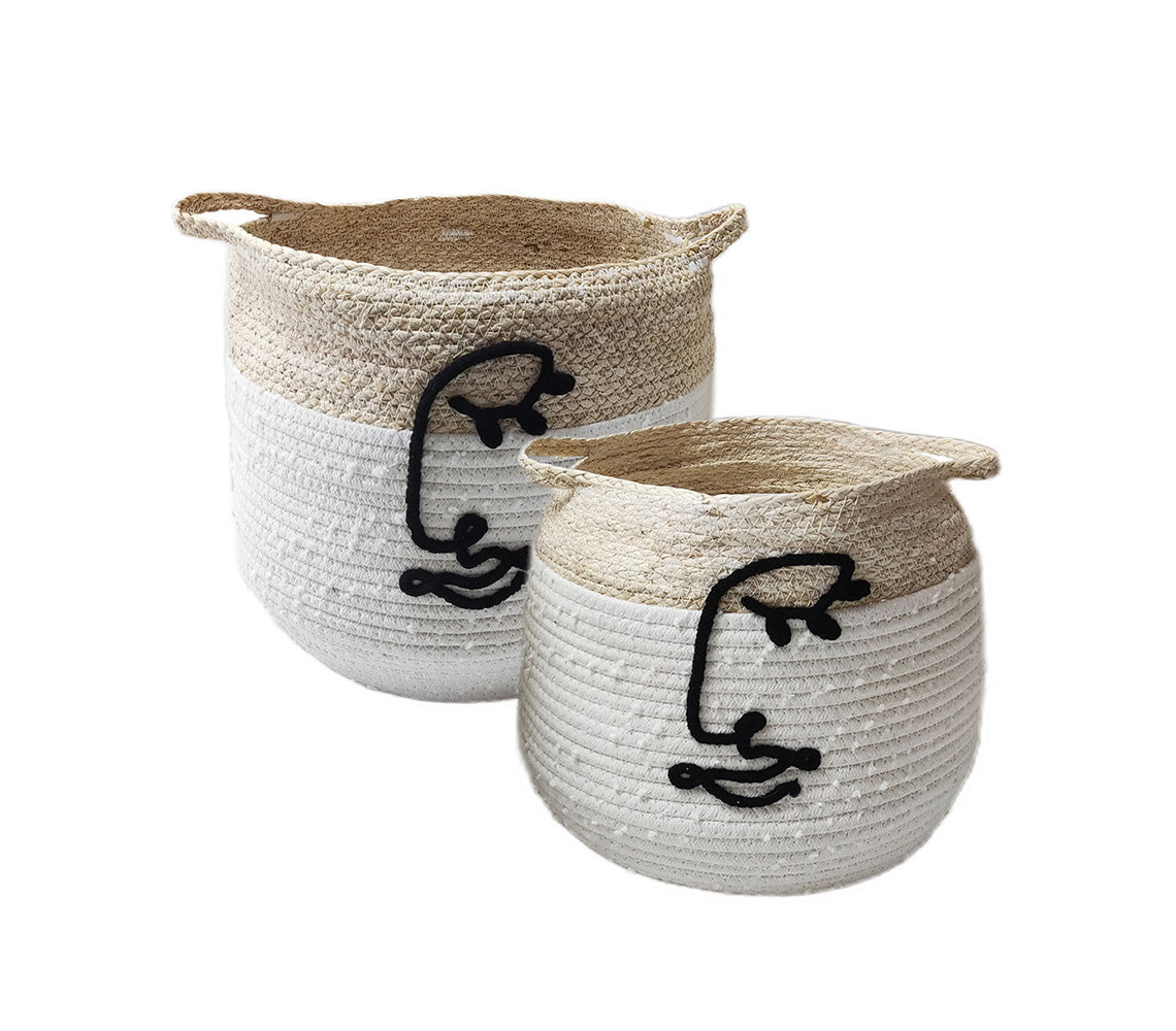 Cara White Natural Storage Basket Set - DECOR PETIT