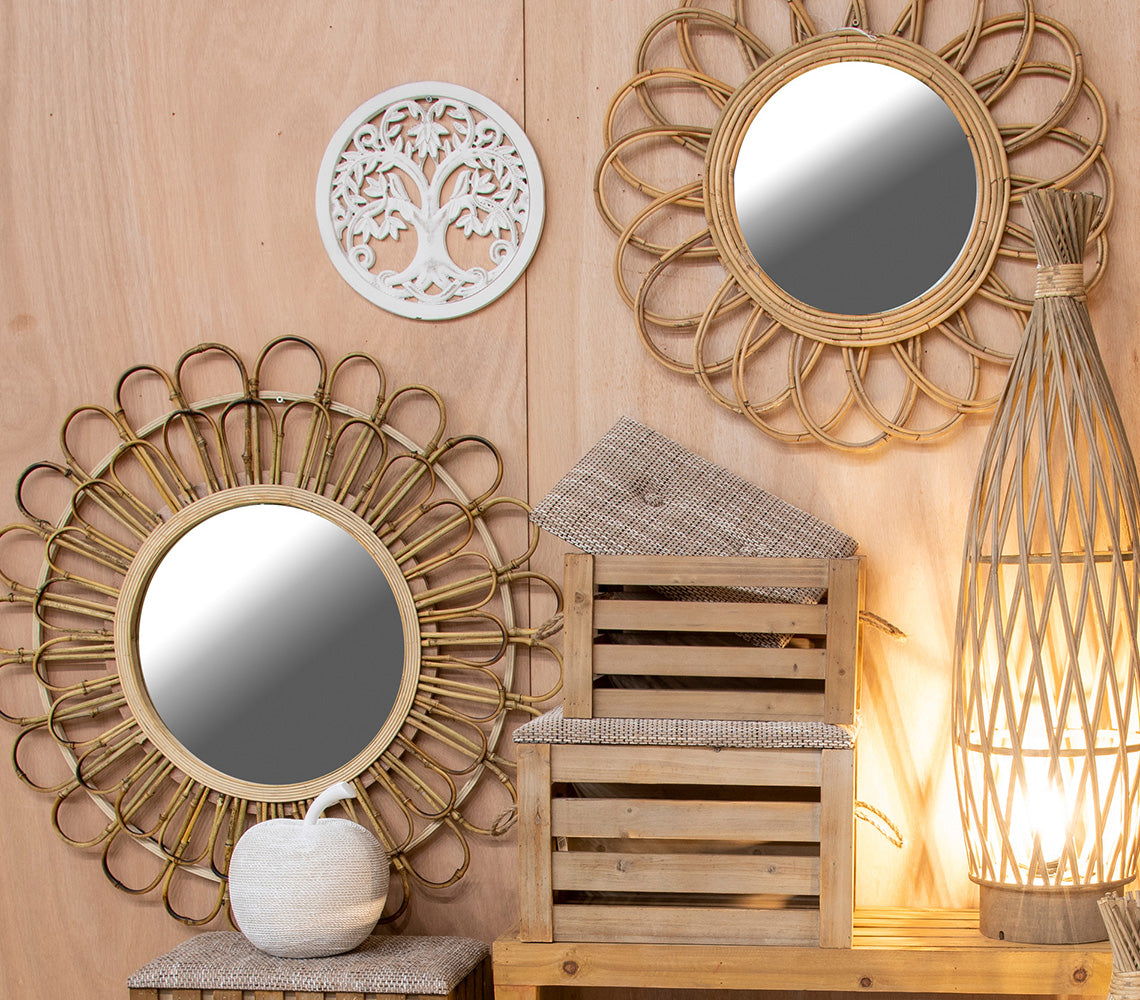 Amber Natural Bamboo Round Mirror - DECOR PETIT