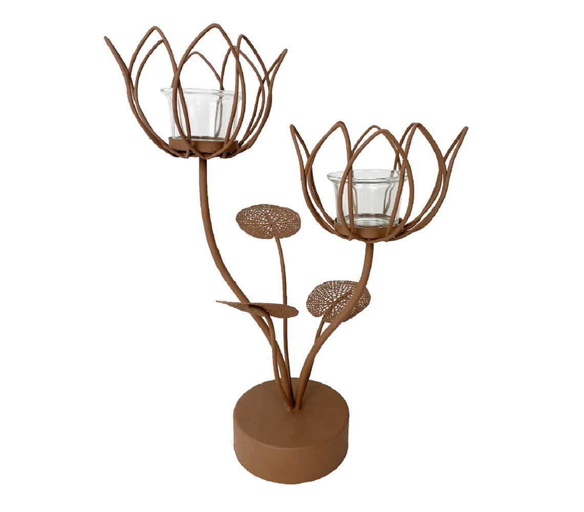 Tulip Candle Holder with Glass, H36 cm. - DECOR PETIT