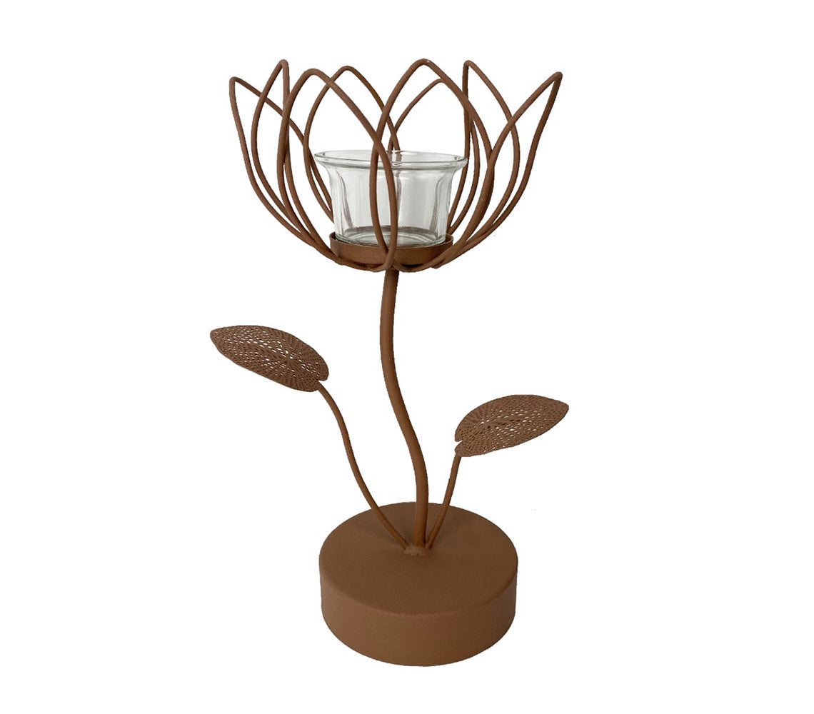 Portacandele Tulipano con Vetro, H31 cm. - DECOR PETIT