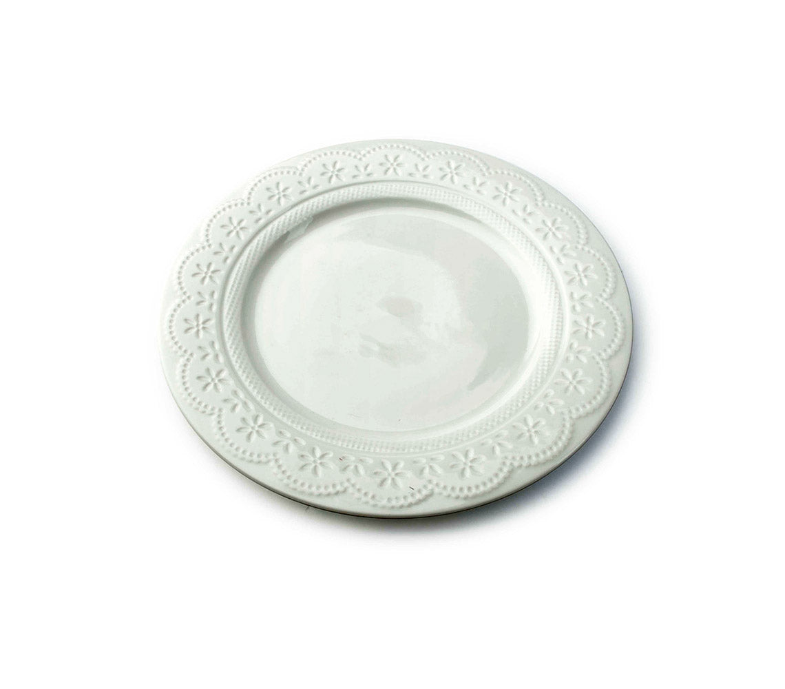 Koronka Set of 6 Dessert Plate, White - DECOR PETIT