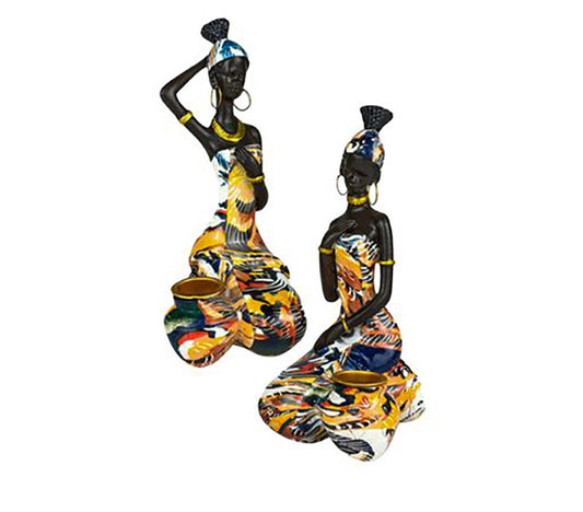 Shanita 2 Seated African Figure - DECOR PETIT