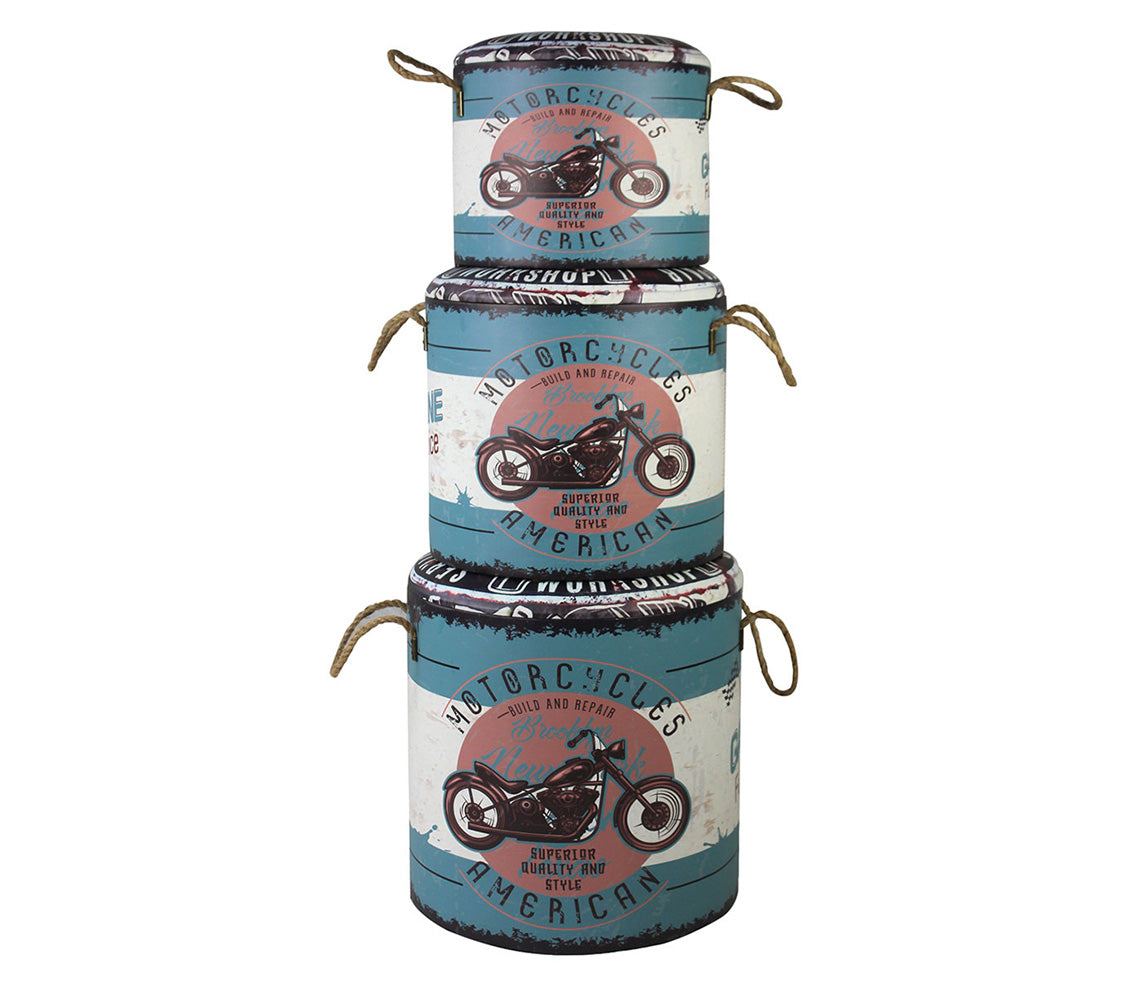 Cajas Taburete Harley Vintage Moto - DECOR PETIT