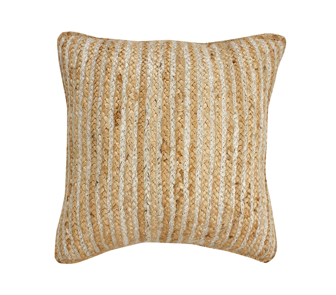 Coussin en jute à rayures étroites Talia, 45x45cm. - DECOR PETIT