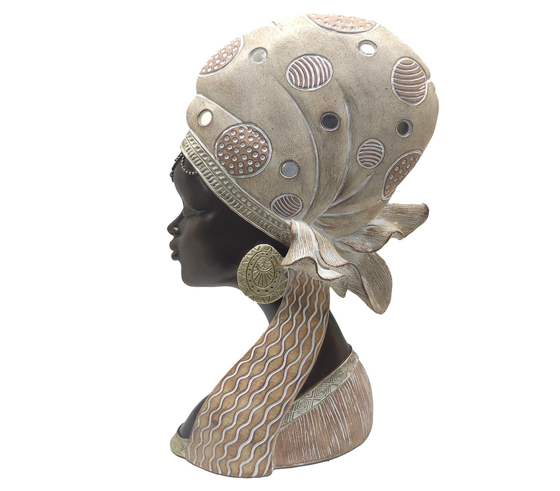 Estatua Cabeza Decorativa Africana Amani 33 cm. - DECOR PETIT