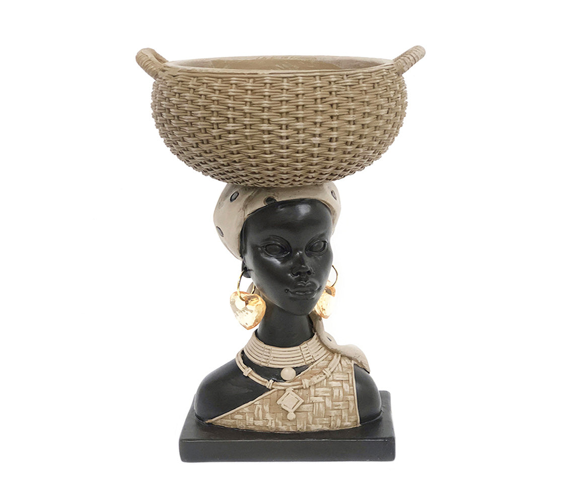 Amani African Basket Head Tabletop Ornament I - DECOR PETIT