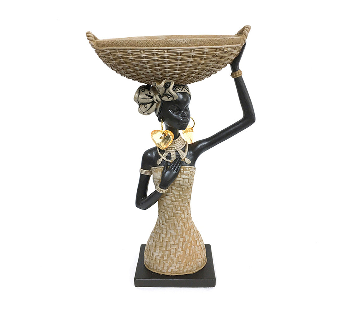 Amani African Basket Head Tabletop Ornament II - DECOR PETIT