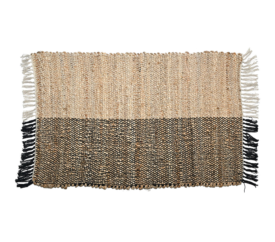 Tapis Shaleena demi-jute noir, 50x80 cm. - DECOR PETIT