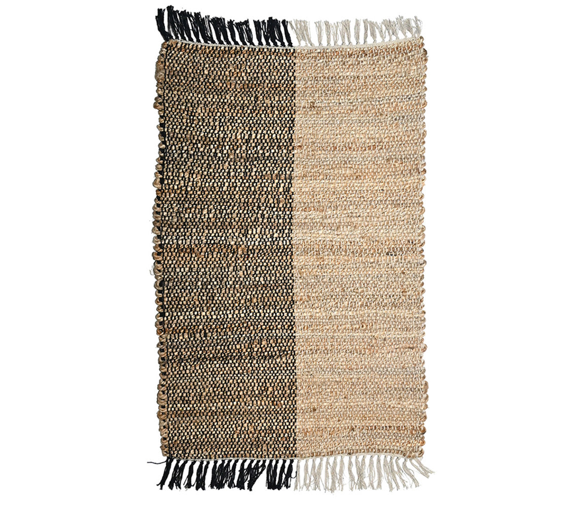 Shaleena Half Black Jute Rug, 50x80 cm. - DECOR PETIT