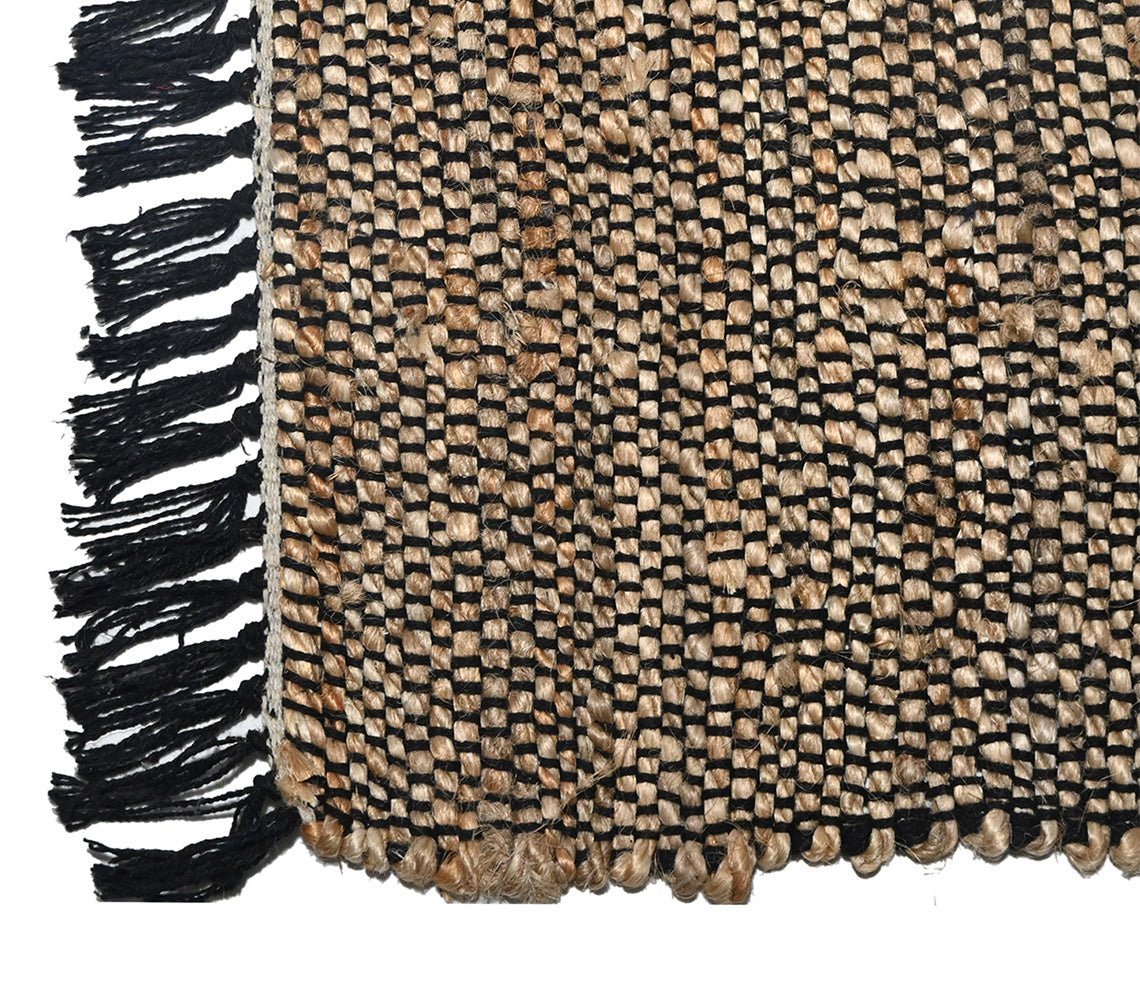 Tapis Shaleena demi-jute noir, 50x80 cm. - DECOR PETIT