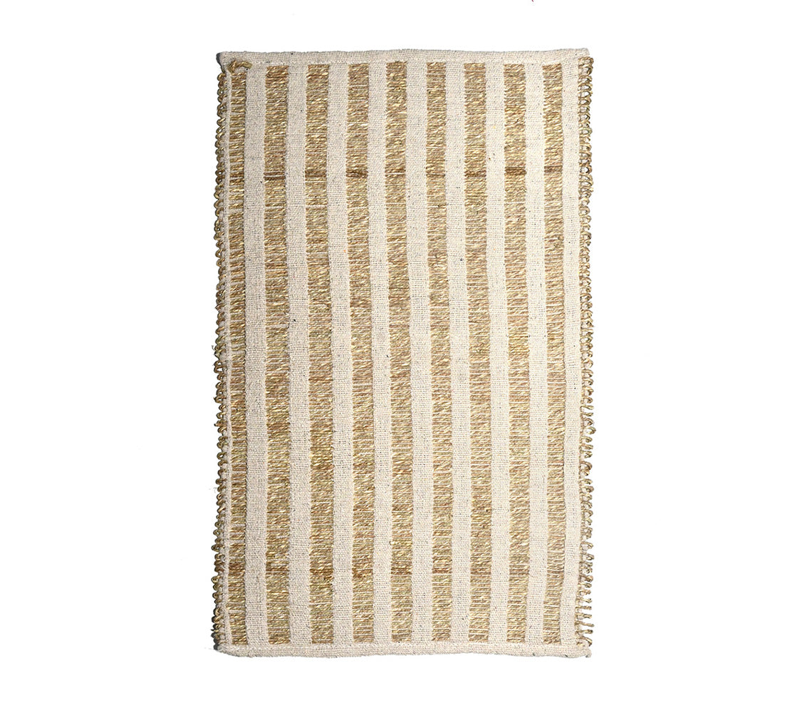 Tapis Shaila en coton beige jonc de mer, 50x80 cm. - DECOR PETIT