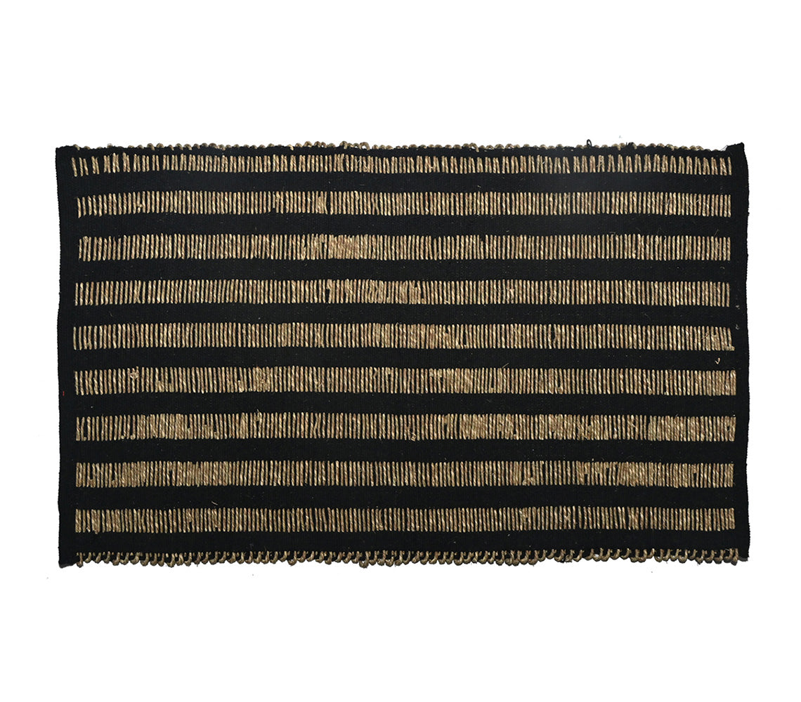 Shaila Seagrass Black Cotton Rug, 50x80 cm. - DECOR PETIT