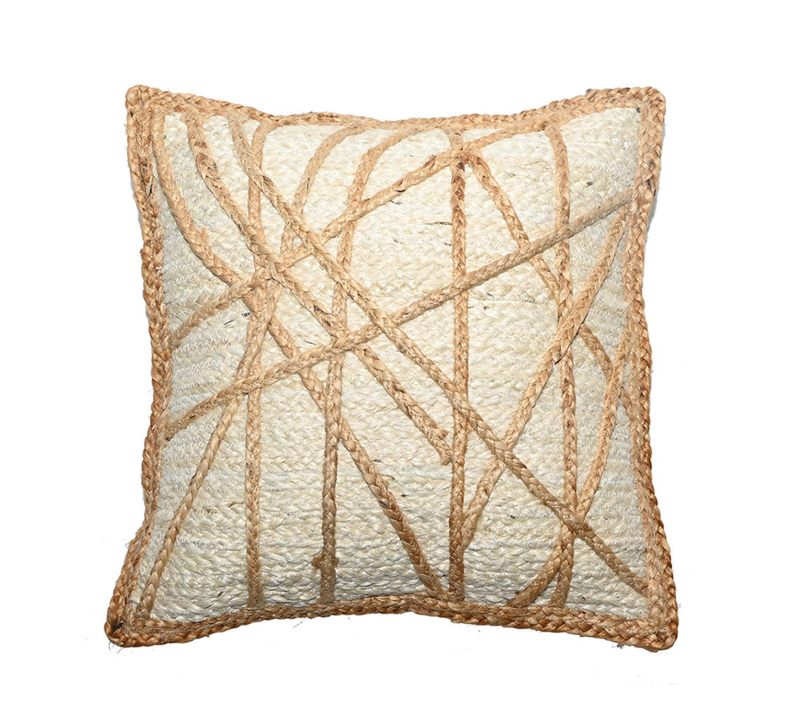 Mesh Beige Toned Jute Cushion, 45x45 cm. - DECOR PETIT