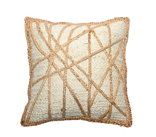 Cuscino in iuta dai toni beige a rete, 45x45 cm. - DECOR PETIT