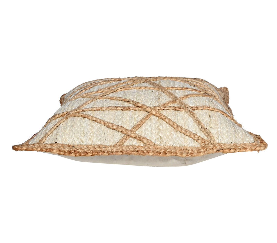 Mesh Beige Toned Jute Cushion, 45x45 cm. - DECOR PETIT