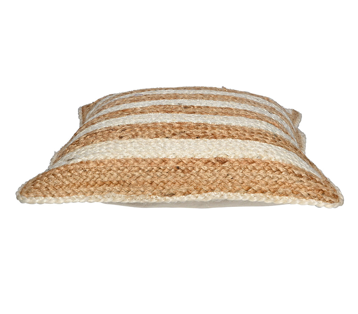 Talia Wide Striped Jute Cushion, 45x45 cm. - DECOR PETIT