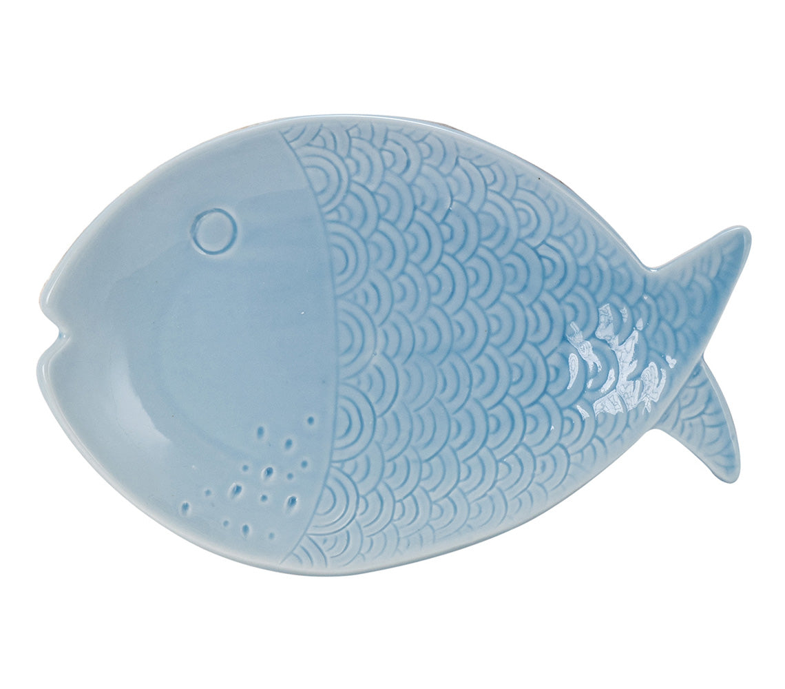 Dominica Blue-Toned Fish Platters - DECOR PETIT