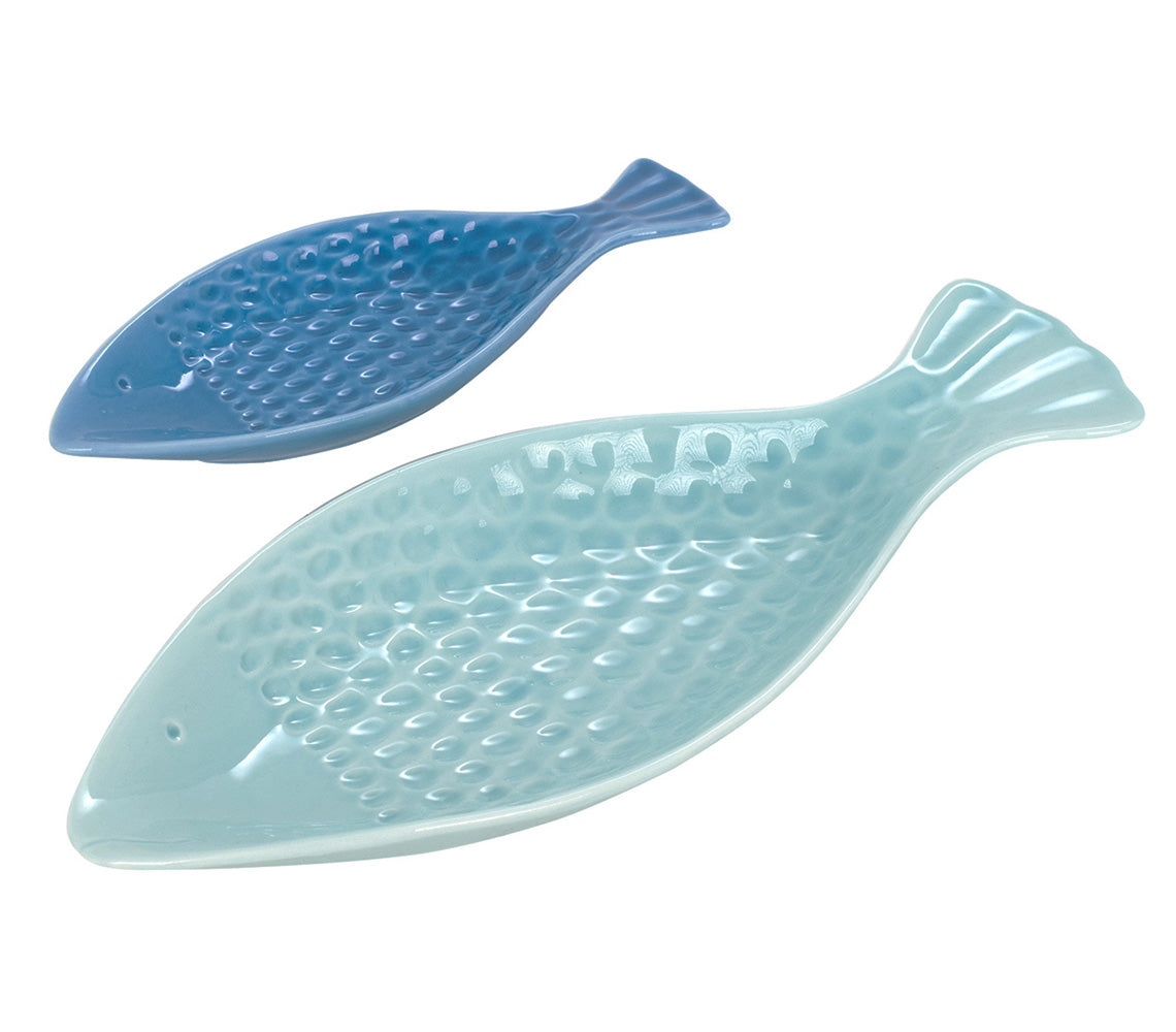 Dominic Blue-Toned Fish Platters - DECOR PETIT