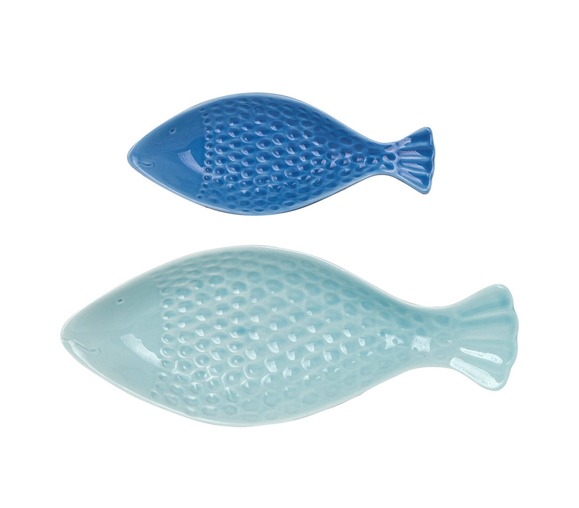 Dominic Blue-Toned Fish Platters - DECOR PETIT