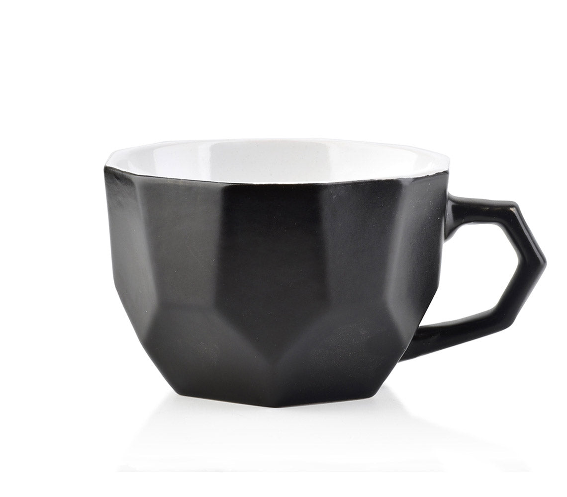 Taza de Cerámica Sally Geo, Negra - DECOR PETIT