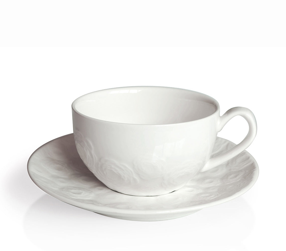 Rose 2 Set of 2 Porcelain Cup&Saucer, White - DECOR PETIT