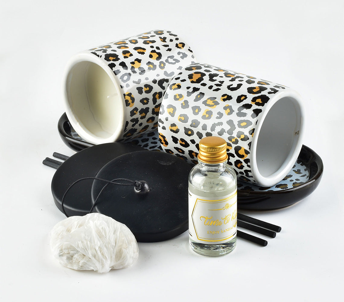 Lucille Panther Pattern Scented Candle & Diffuser Set - DECOR PETIT