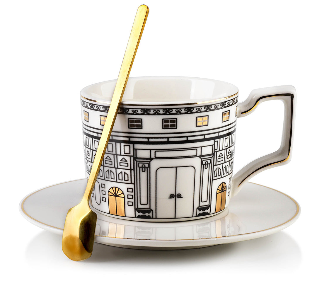 Otis Cup&Saucer with Urban Facade Design - DECOR PETIT