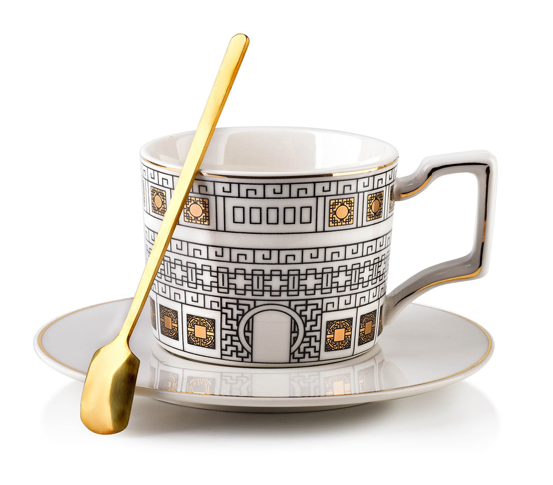 Tazza con piattino Otis con Lussuosi Accenti Dorati - DECOR PETIT