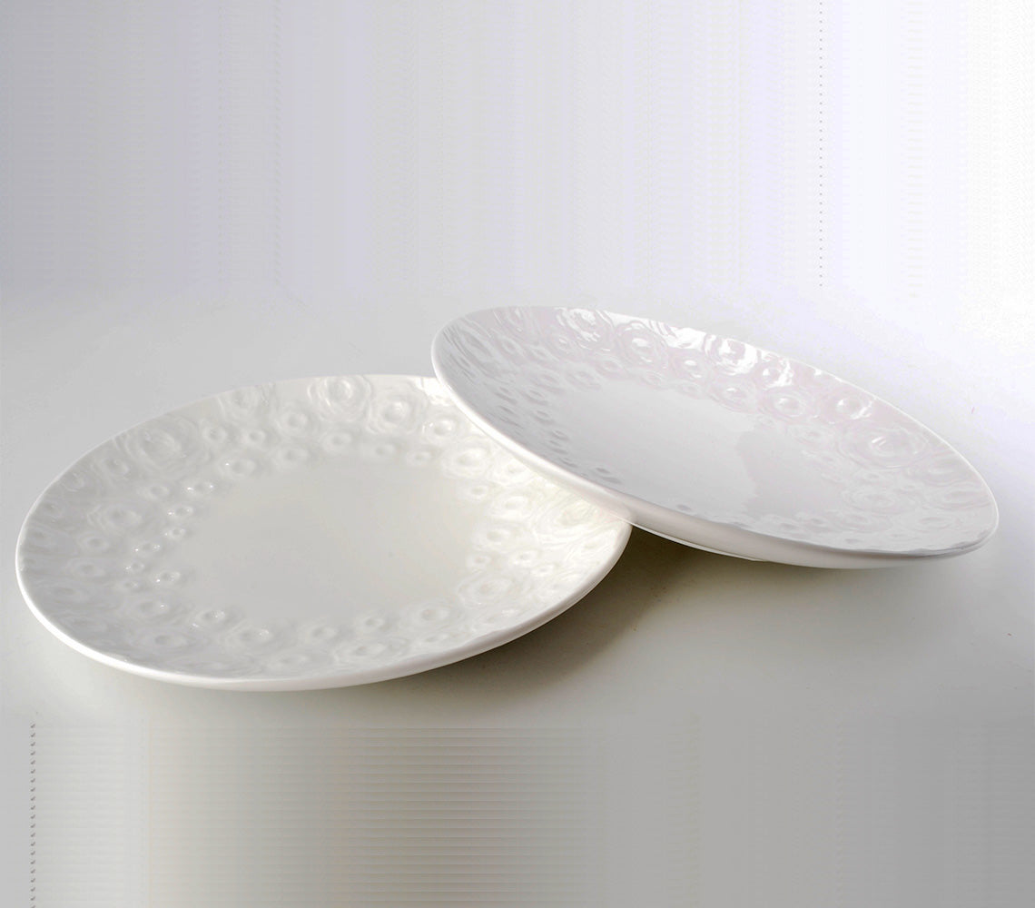 Rose 2 Set of 4 Dessert Plates, White - DECOR PETIT