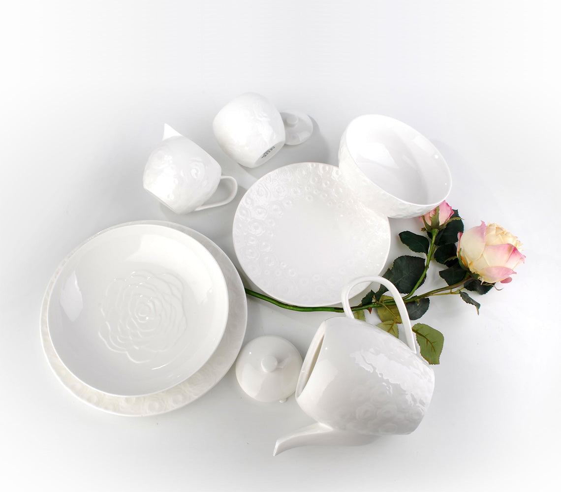 Rose 2 Set 2 Piatti Dessert, Bianco - DECOR PETIT